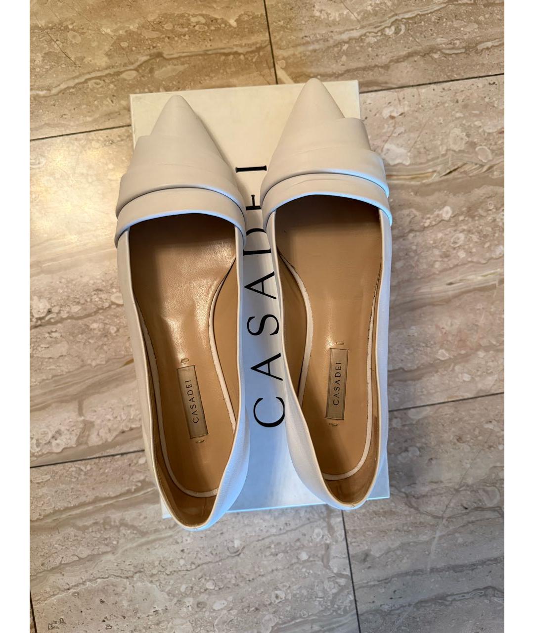 CASADEI Белые кожаные балетки, фото 3