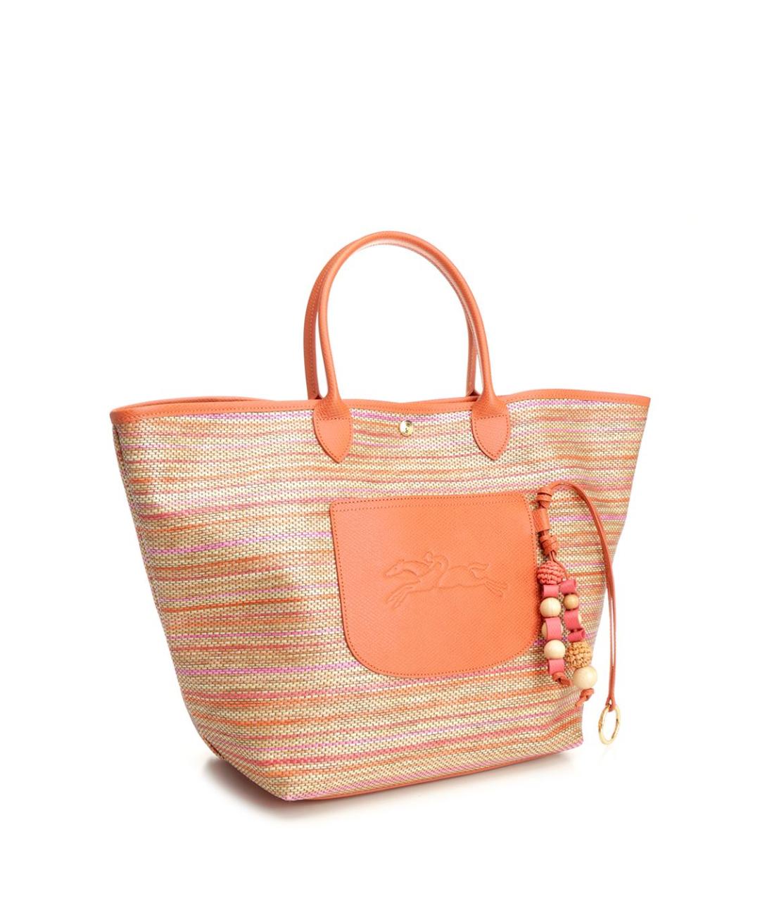 LONGCHAMP Оранжевая хлопковая сумка с короткими ручками, фото 2