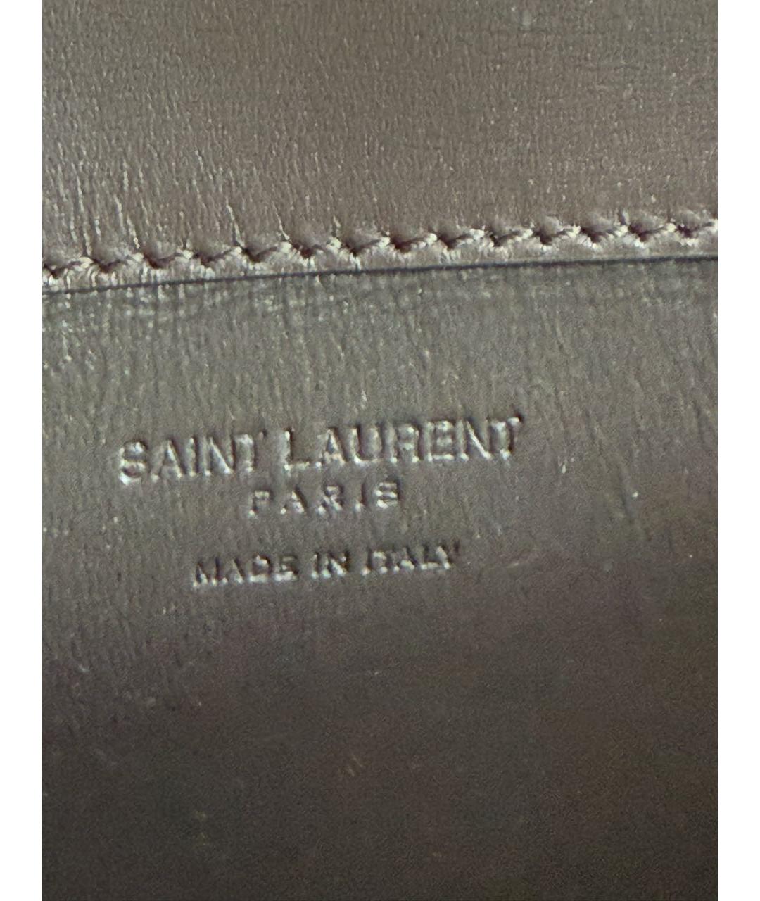SAINT LAURENT Хаки кожаная сумка с короткими ручками, фото 8