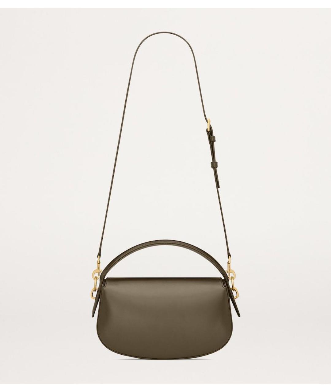 SAINT LAURENT Хаки кожаная сумка с короткими ручками, фото 2