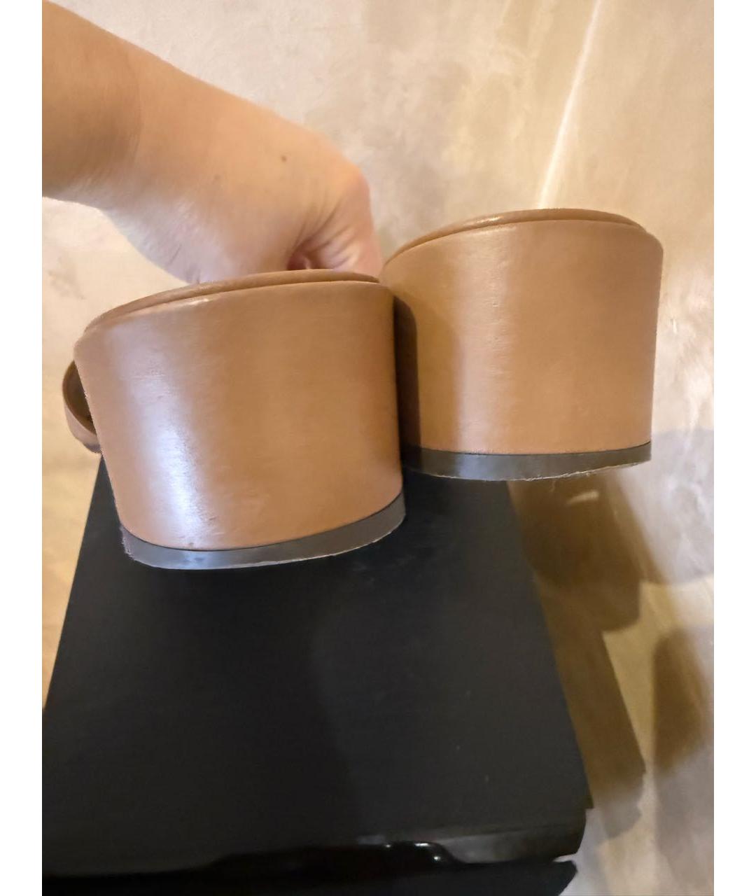 DOLCE&GABBANA Коричневые кожаные шлепанцы, фото 7