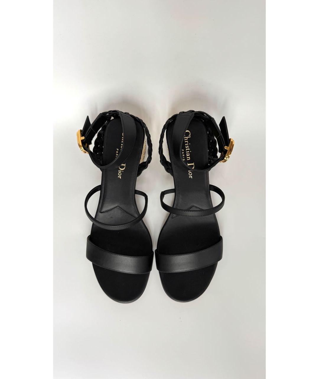 CHRISTIAN DIOR Черные кожаные босоножки, фото 3