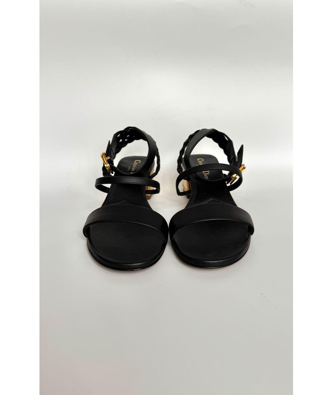 CHRISTIAN DIOR Черные кожаные босоножки, фото 2