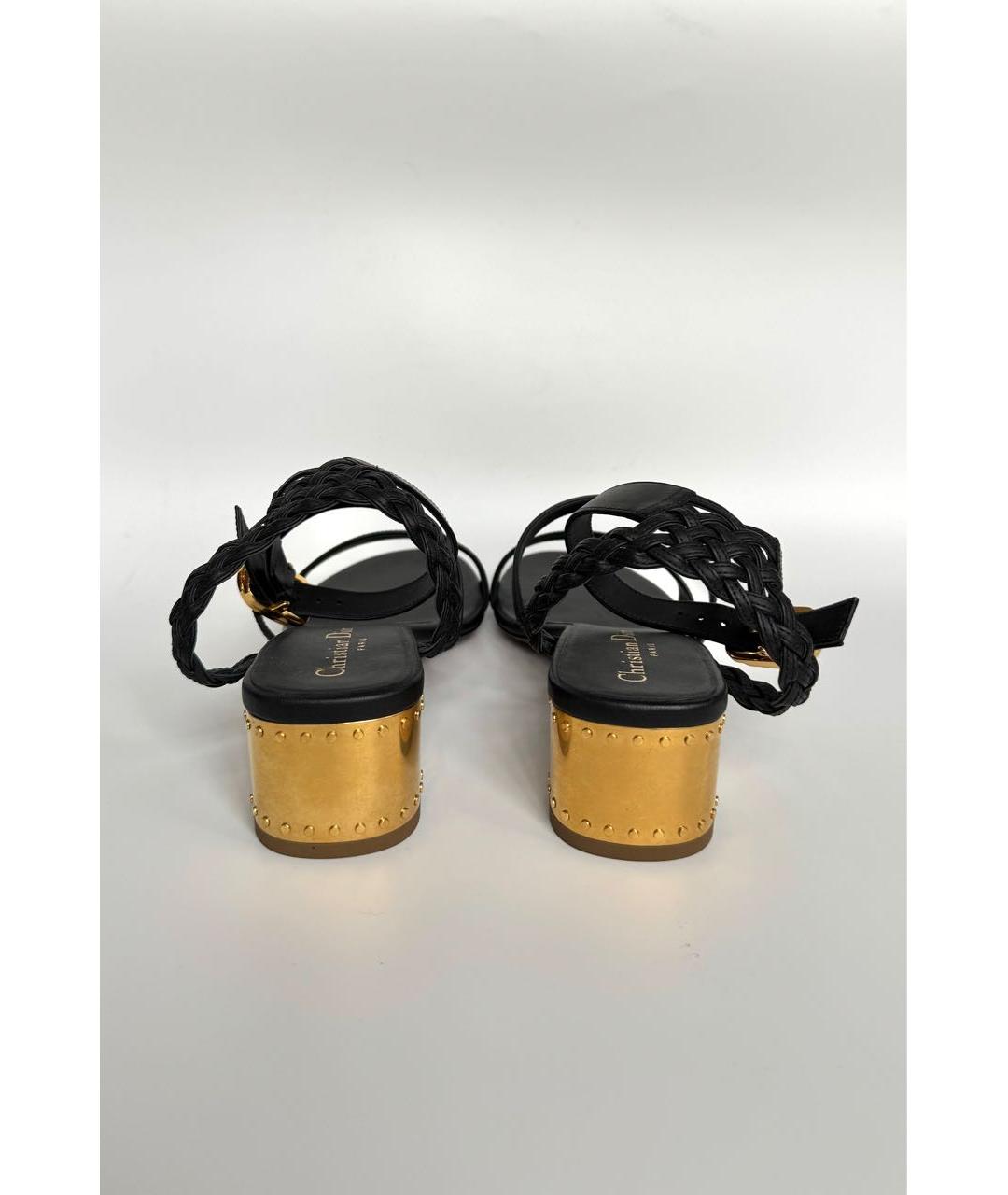 CHRISTIAN DIOR Черные кожаные босоножки, фото 4