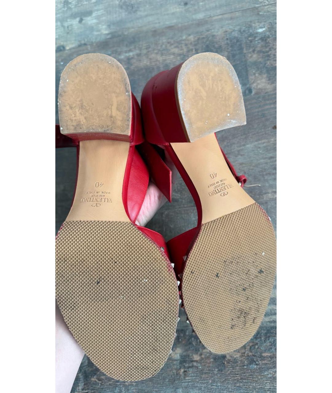 VALENTINO Красные кожаные босоножки, фото 7