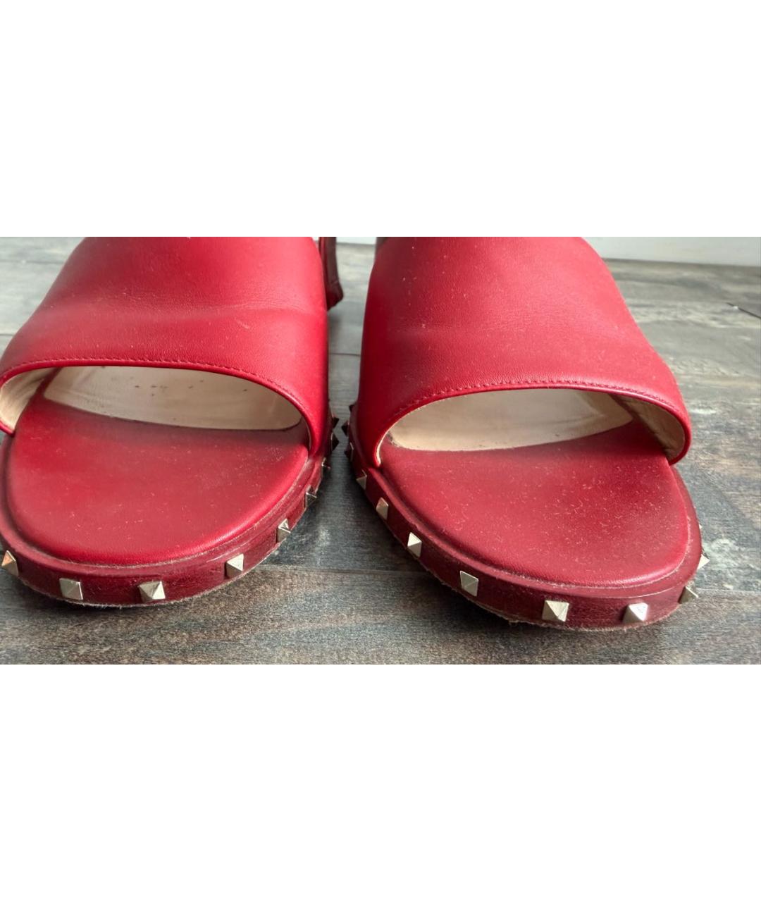 VALENTINO Красные кожаные босоножки, фото 6