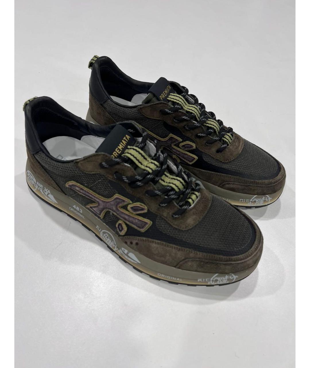 PREMIATA Хаки текстильные низкие кроссовки / кеды, фото 4