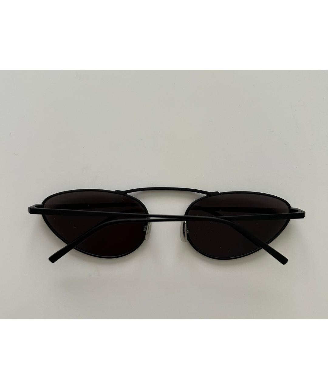 SAINT LAURENT Черные металлические солнцезащитные очки, фото 4