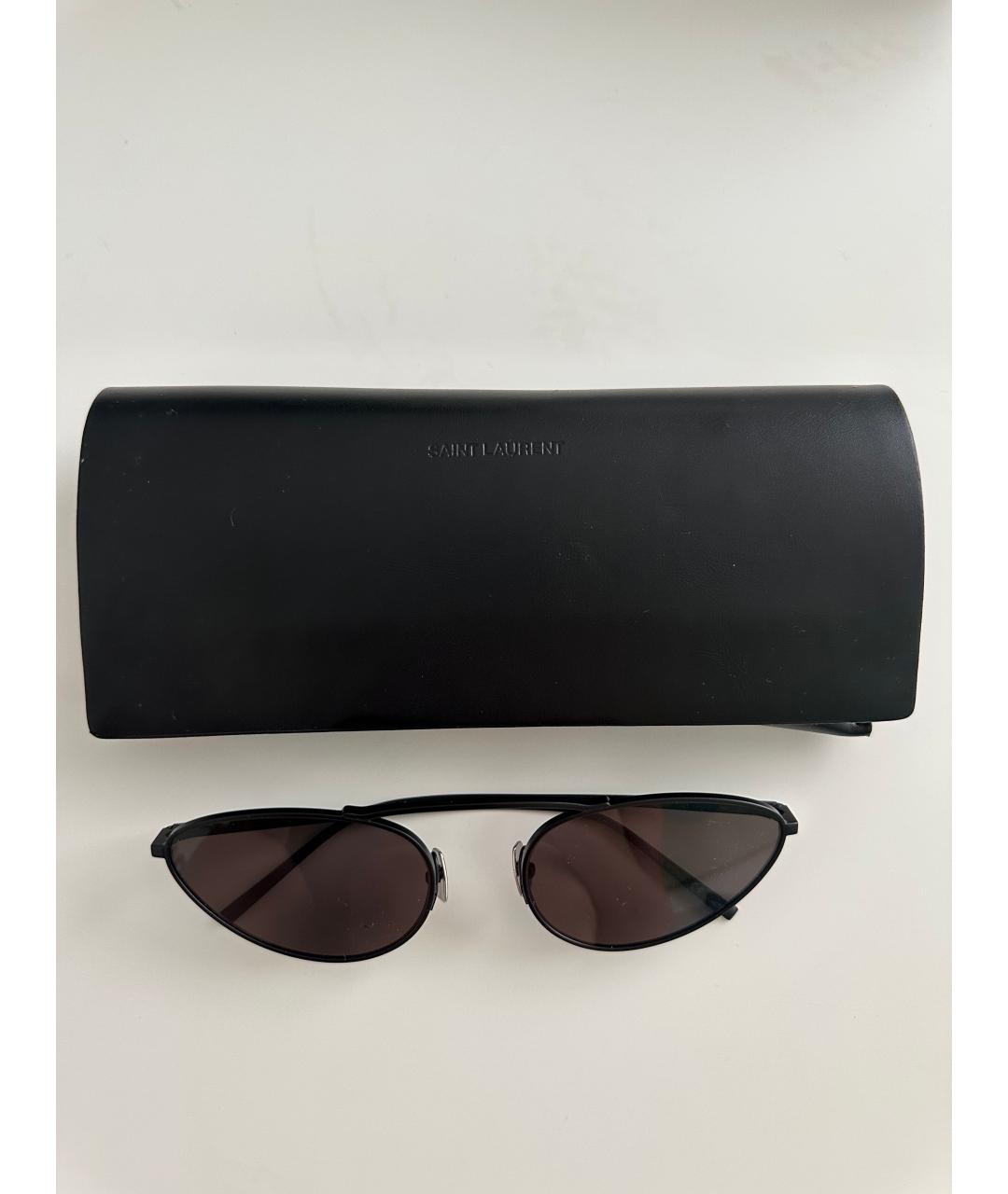 SAINT LAURENT Черные металлические солнцезащитные очки, фото 3