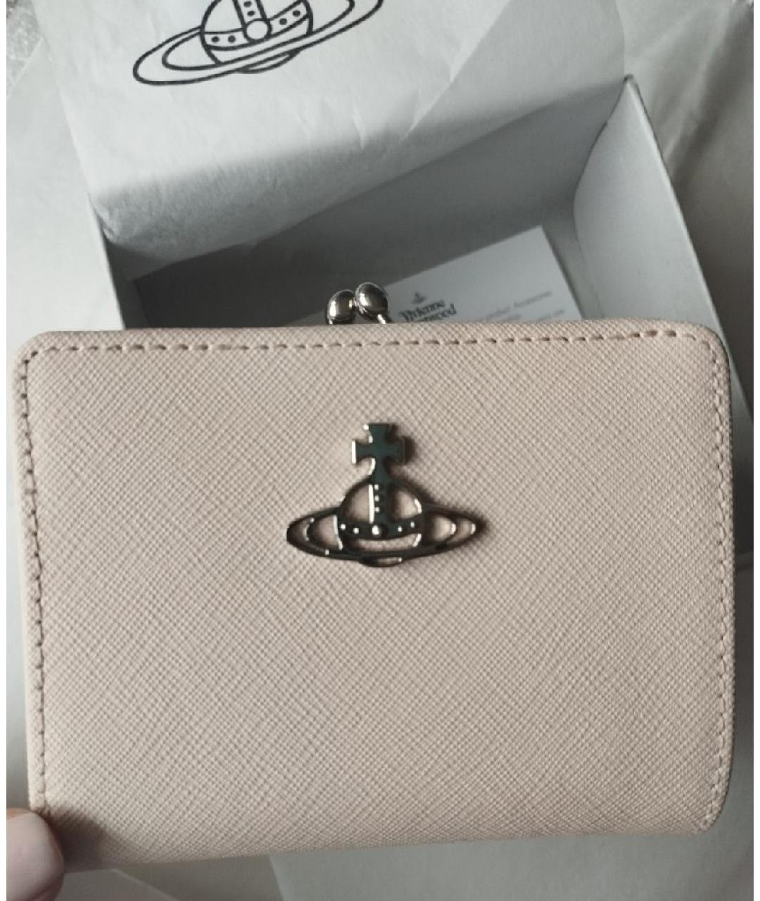 VIVIENNE WESTWOOD Бежевый кожаный кошелек, фото 4