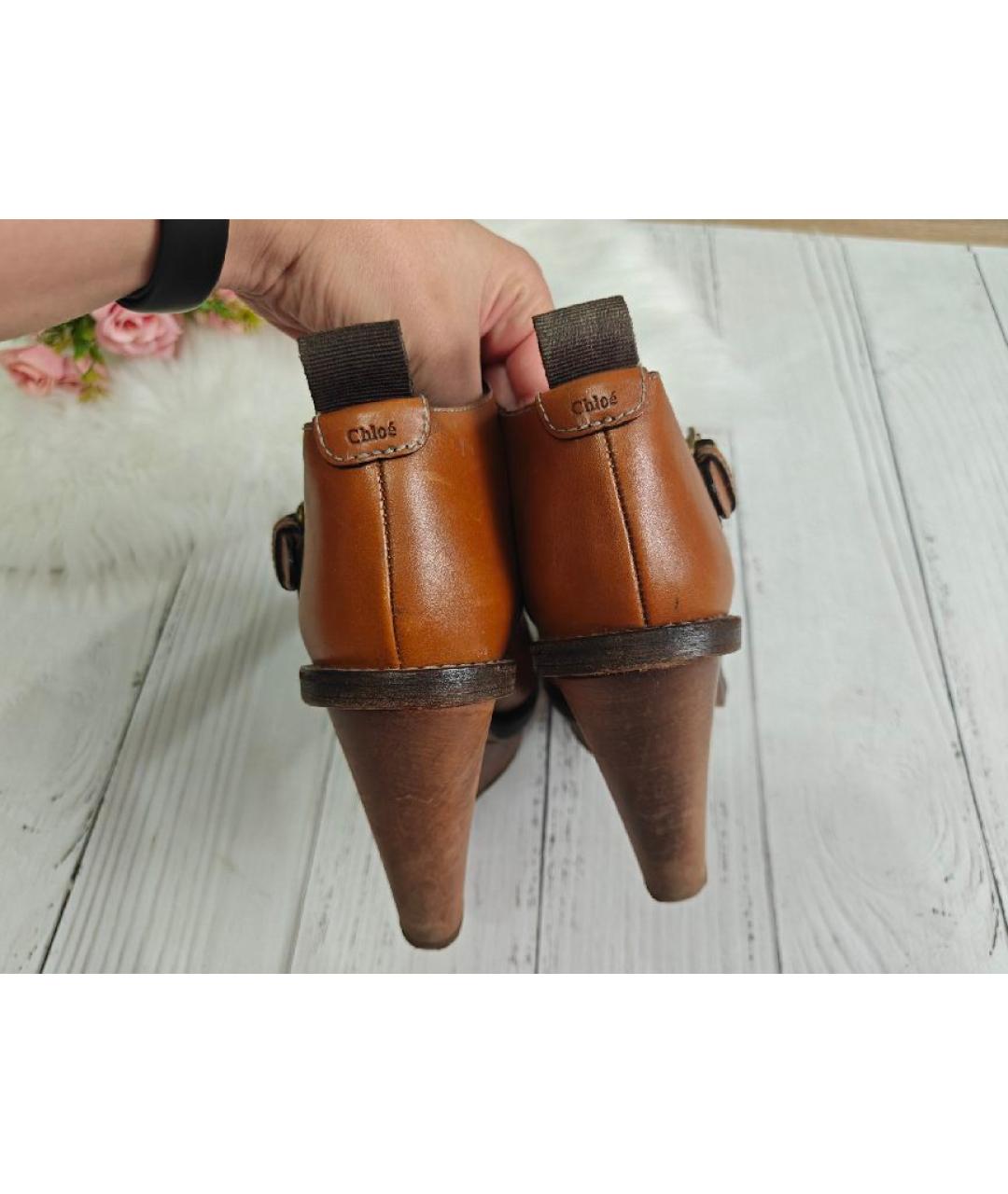 CHLOE Коричневые кожаные ботинки, фото 3