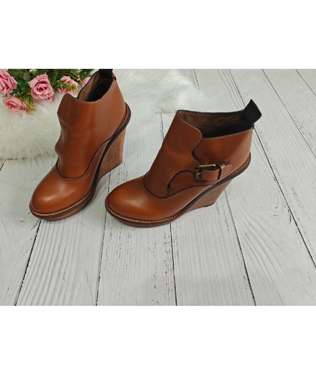 CHLOE Коричневые кожаные ботинки, фото 2