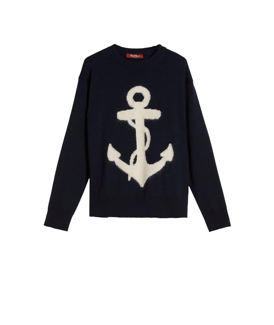 MAX MARA STUDIO Темно-синий шерстяной джемпер / свитер, фото 6