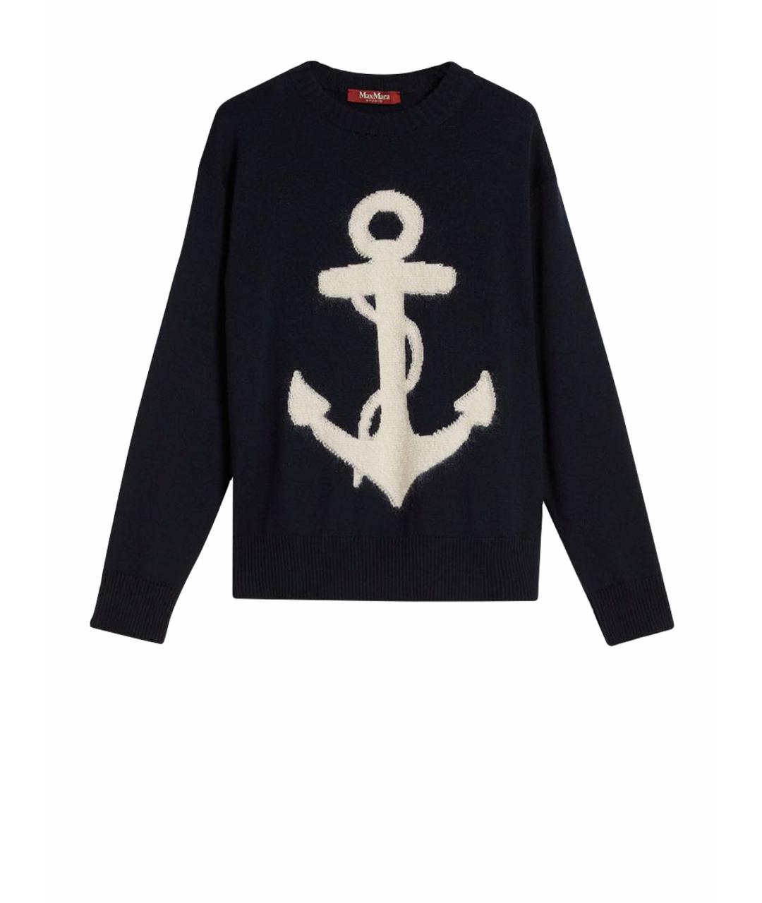 MAX MARA STUDIO Темно-синий шерстяной джемпер / свитер, фото 1