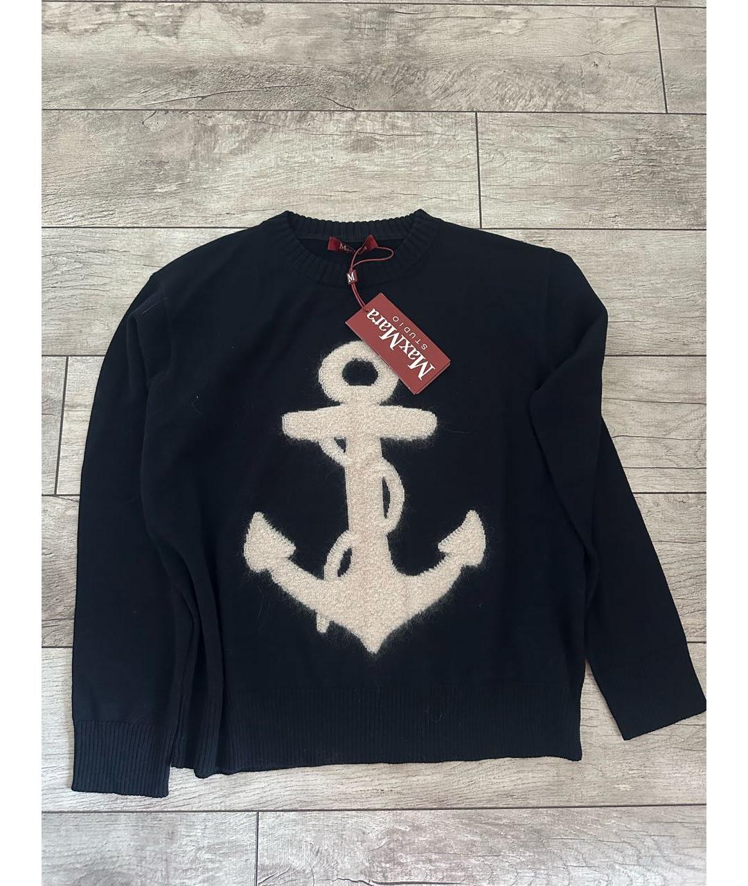 MAX MARA STUDIO Темно-синий шерстяной джемпер / свитер, фото 3