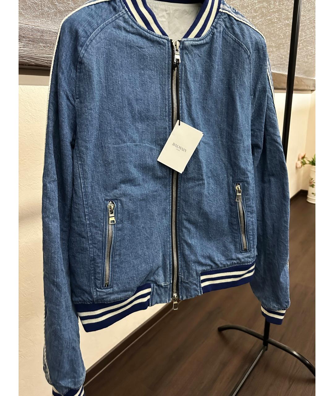 BALMAIN Синяя хлопковая куртка, фото 2