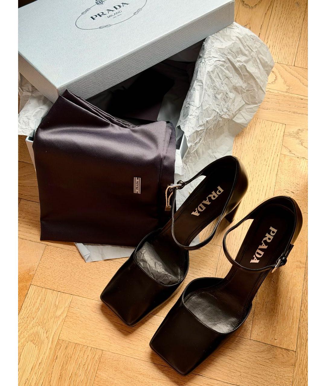 PRADA Черные кожаные туфли, фото 5