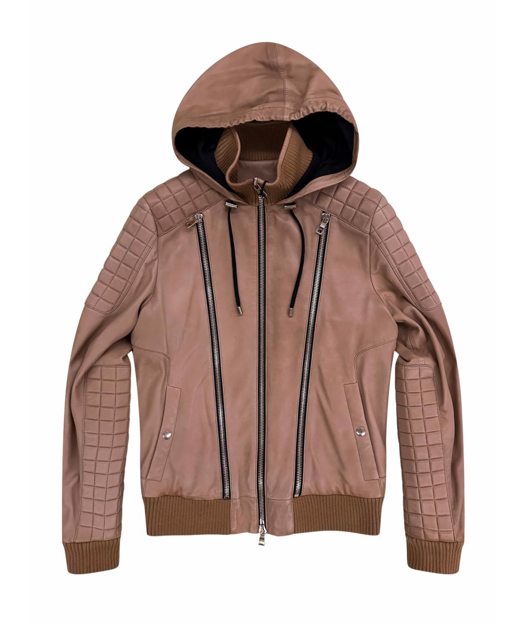 BALMAIN Горчичная кожаная куртка, фото 1