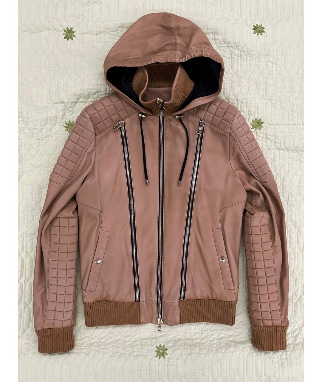 BALMAIN Горчичная кожаная куртка, фото 10