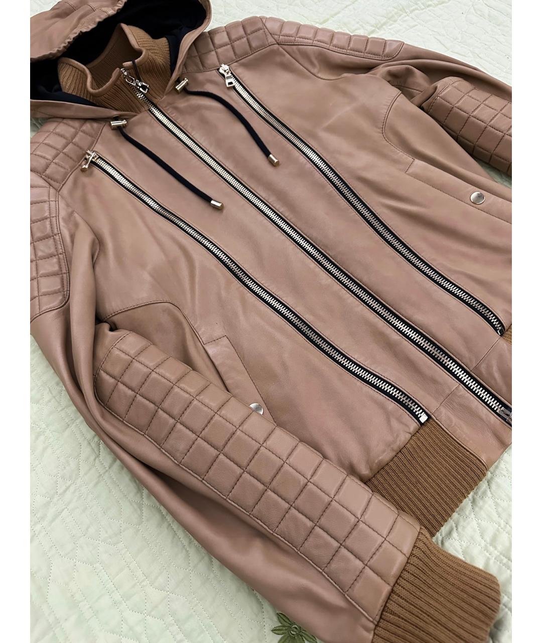 BALMAIN Горчичная кожаная куртка, фото 3