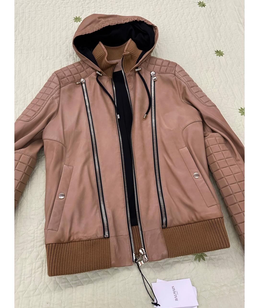 BALMAIN Горчичная кожаная куртка, фото 2