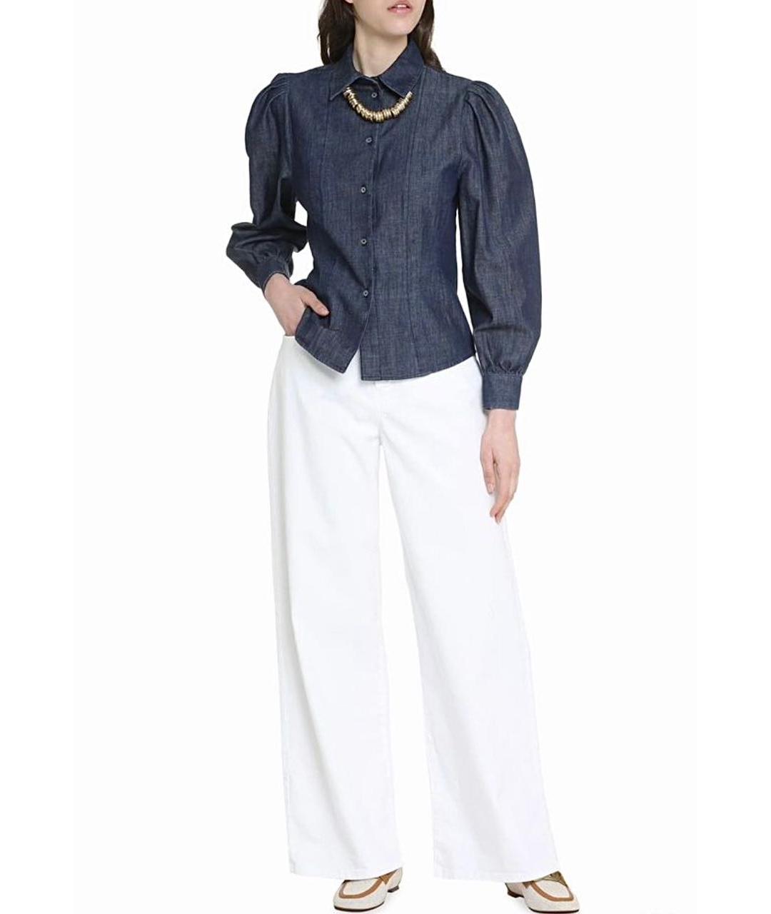 WEEKEND MAX MARA Темно-синяя хлопковая рубашка, фото 8