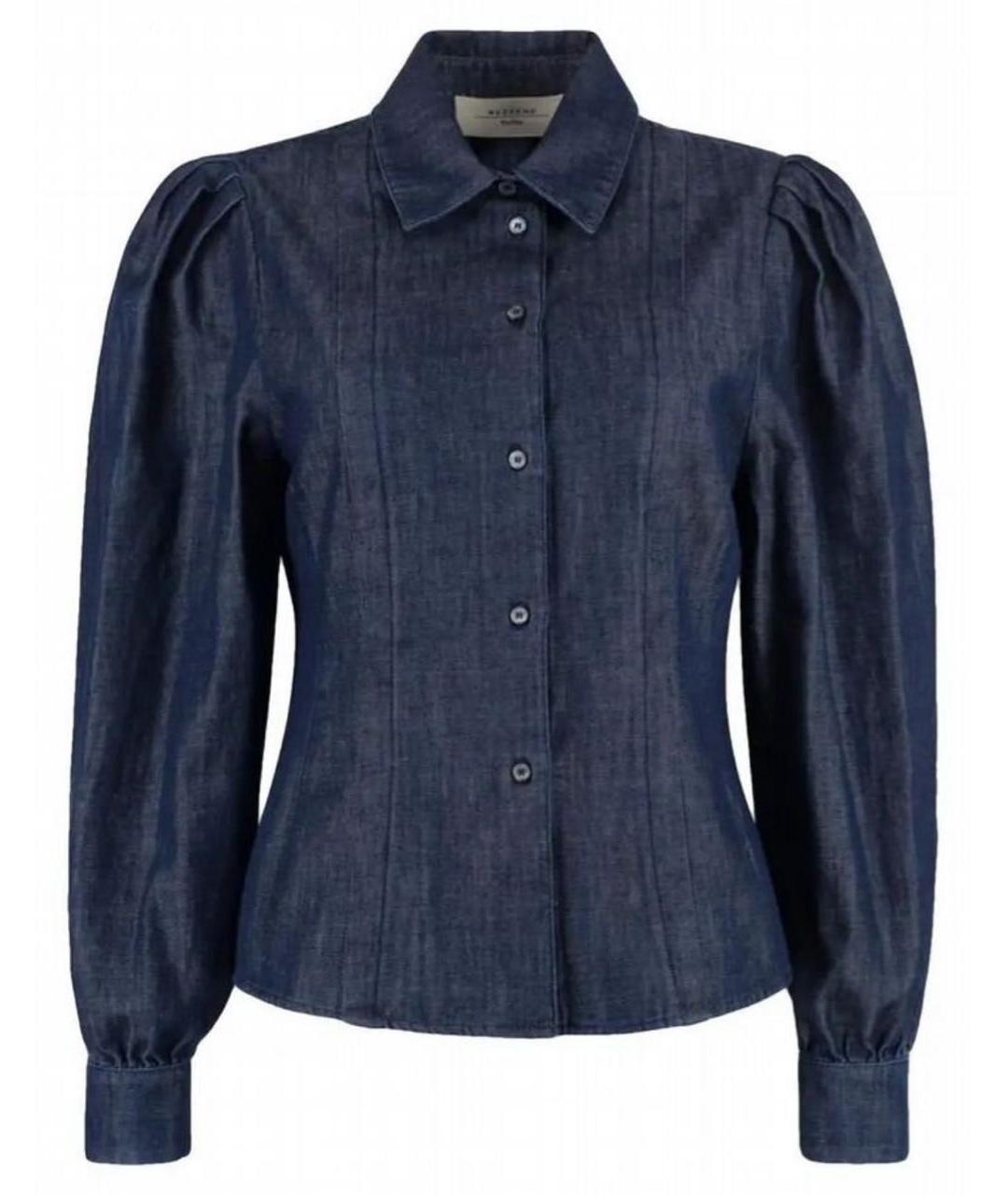 WEEKEND MAX MARA Темно-синяя хлопковая рубашка, фото 1