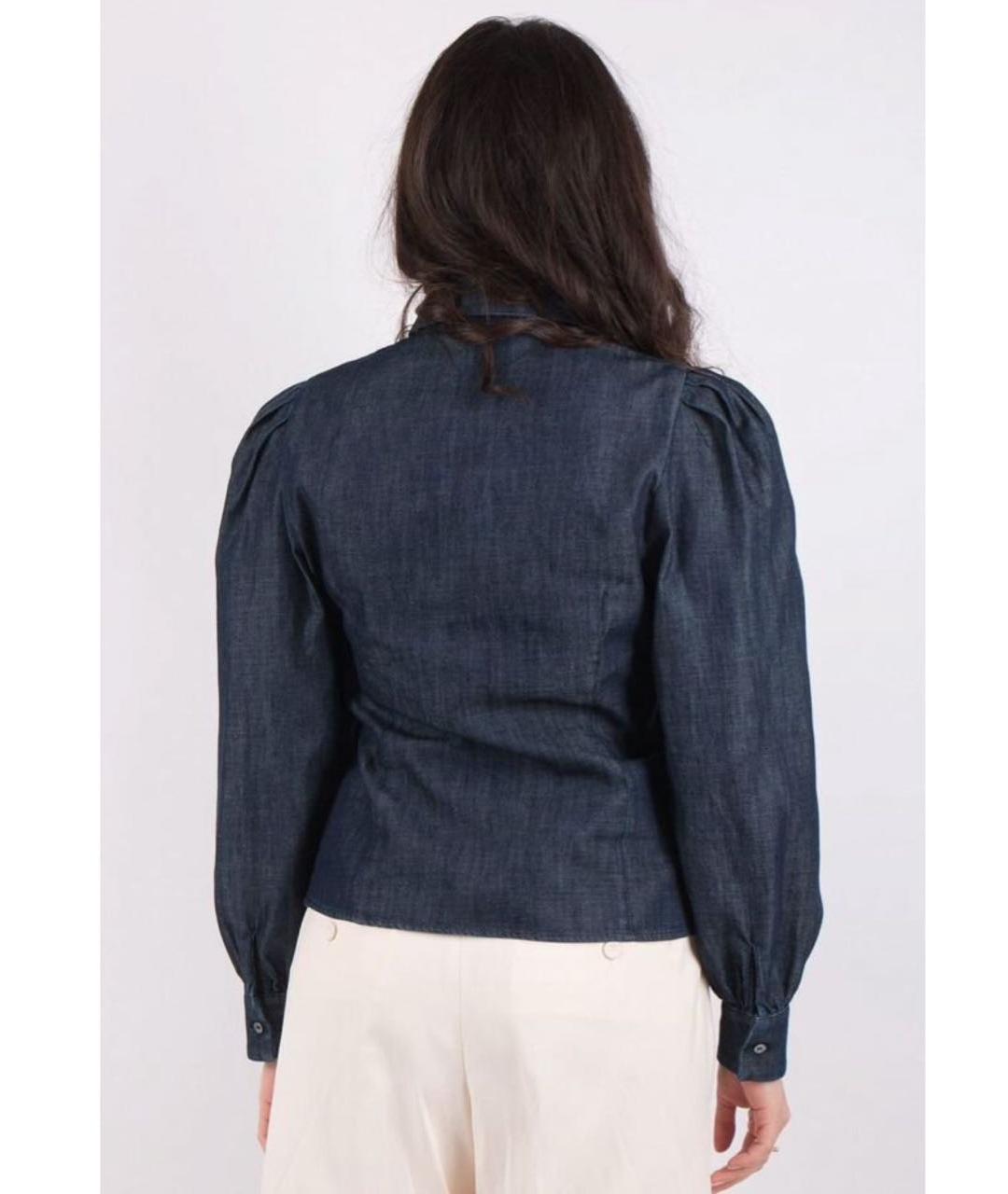 WEEKEND MAX MARA Темно-синяя хлопковая рубашка, фото 2
