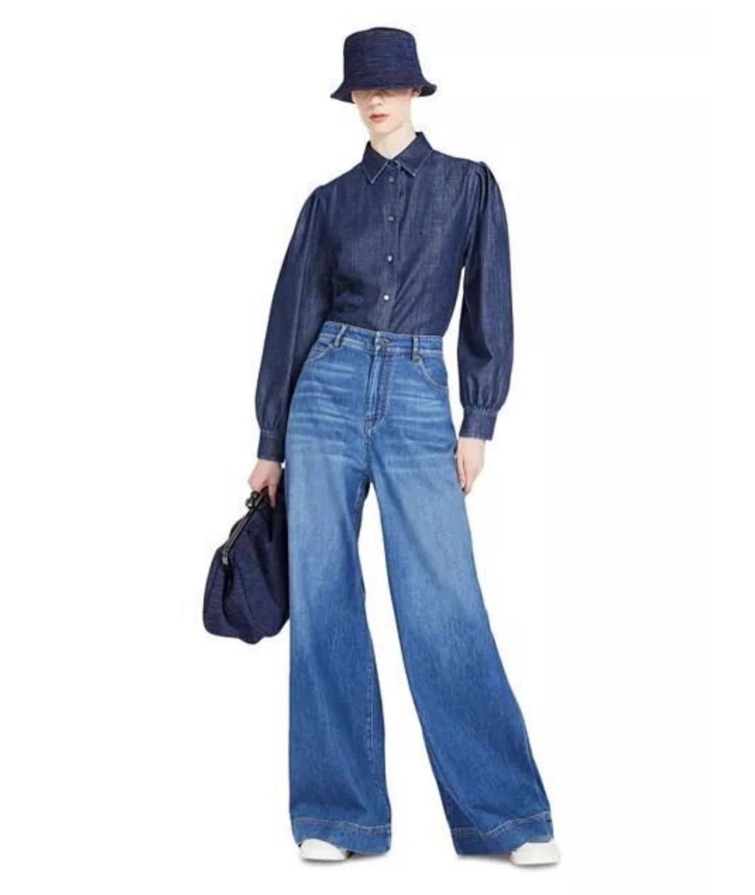 WEEKEND MAX MARA Темно-синяя хлопковая рубашка, фото 5