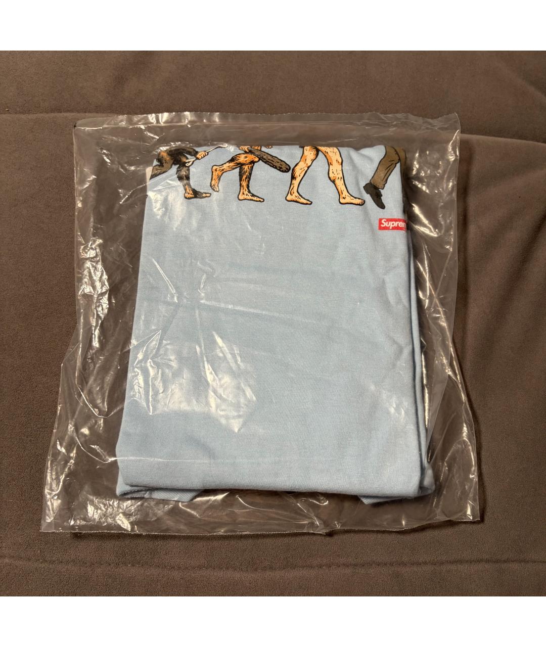 SUPREME Голубая хлопковая футболка, фото 3