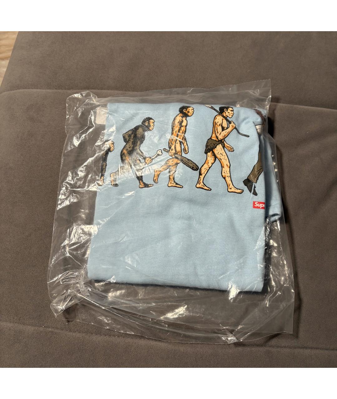 SUPREME Голубая хлопковая футболка, фото 7