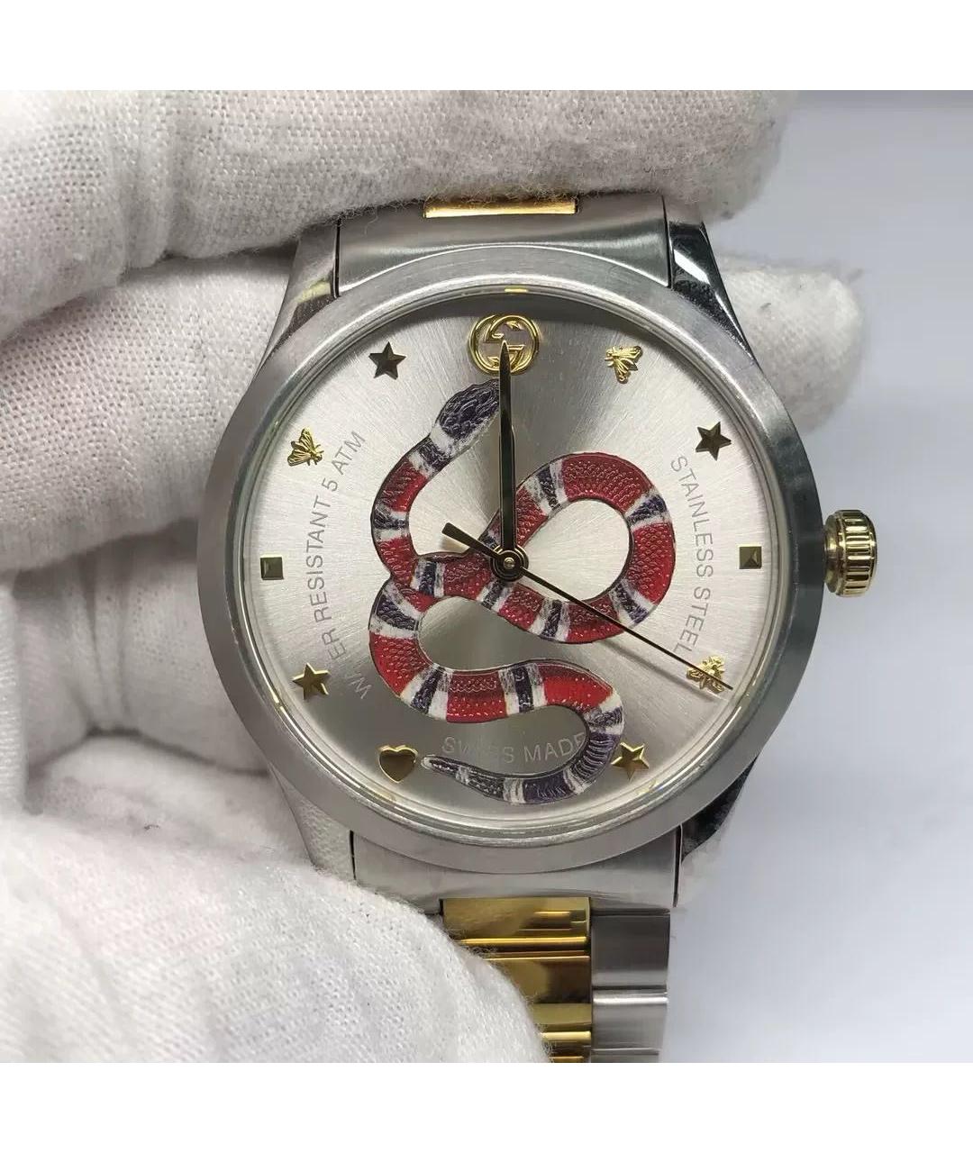 GUCCI Серебряные металлические часы, фото 2