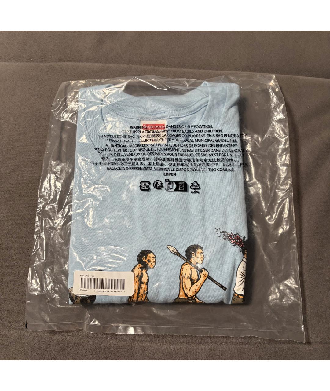 SUPREME Голубая хлопковая футболка, фото 2