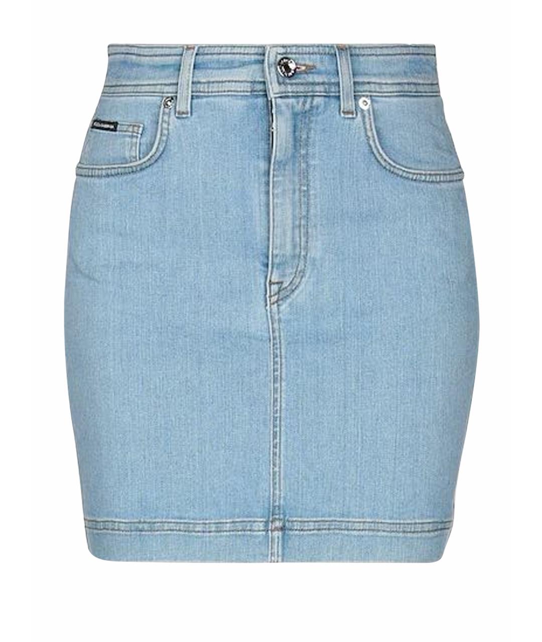 DOLCE&GABBANA Голубая деним юбка мини, фото 1