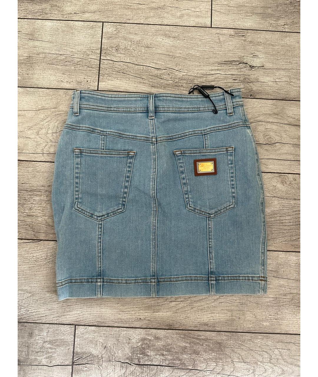 DOLCE&GABBANA Голубая деним юбка мини, фото 3