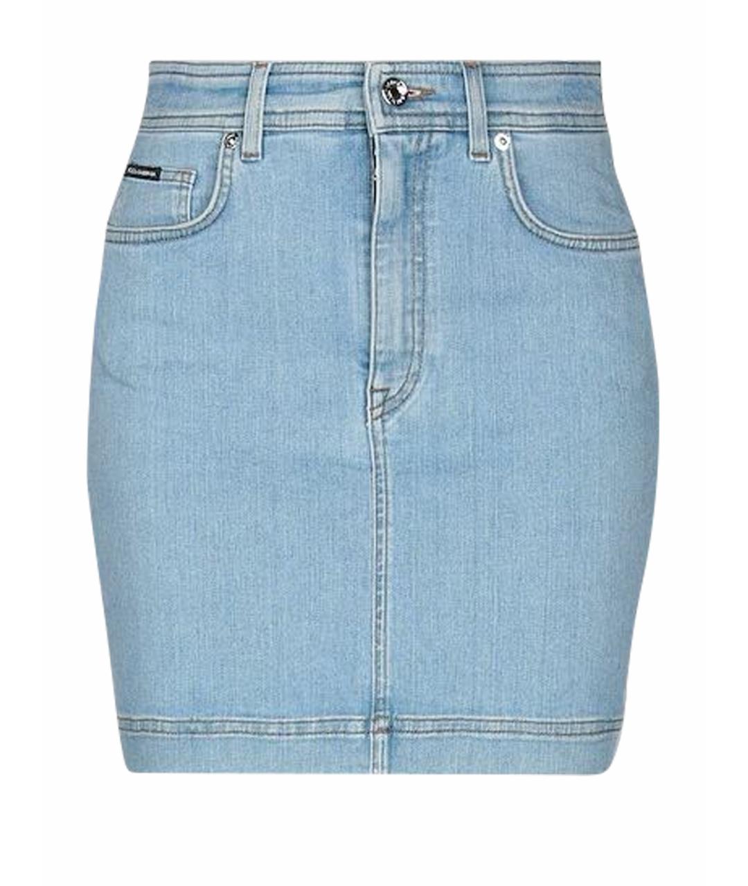 DOLCE&GABBANA Голубая деним юбка мини, фото 6