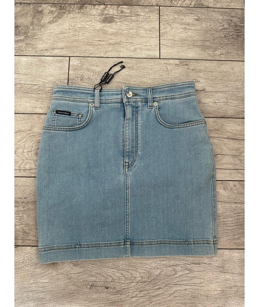 DOLCE&GABBANA Голубая деним юбка мини, фото 2