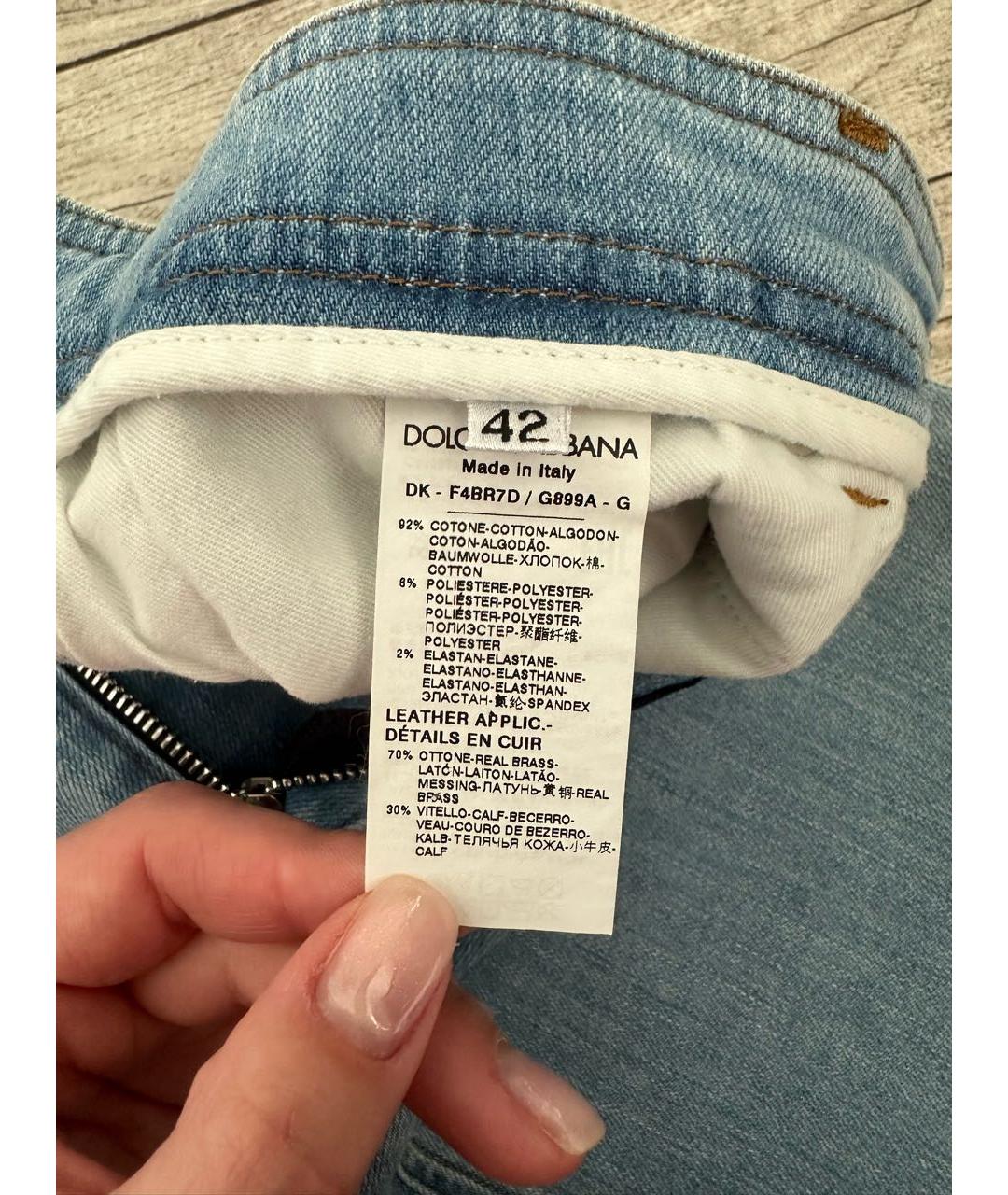 DOLCE&GABBANA Голубая деним юбка мини, фото 5