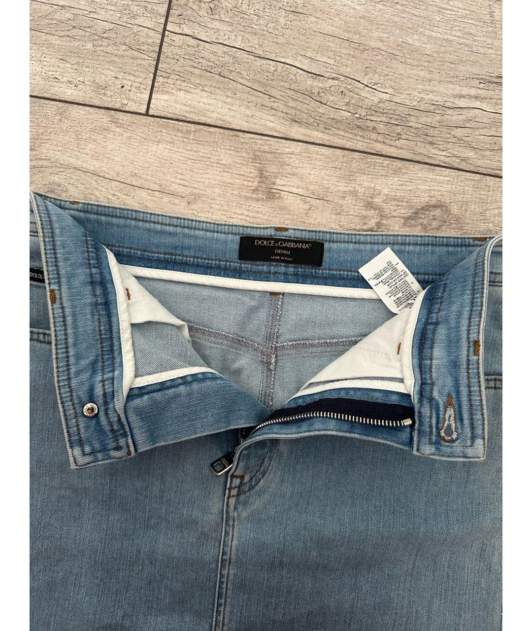 DOLCE&GABBANA Голубая деним юбка мини, фото 4