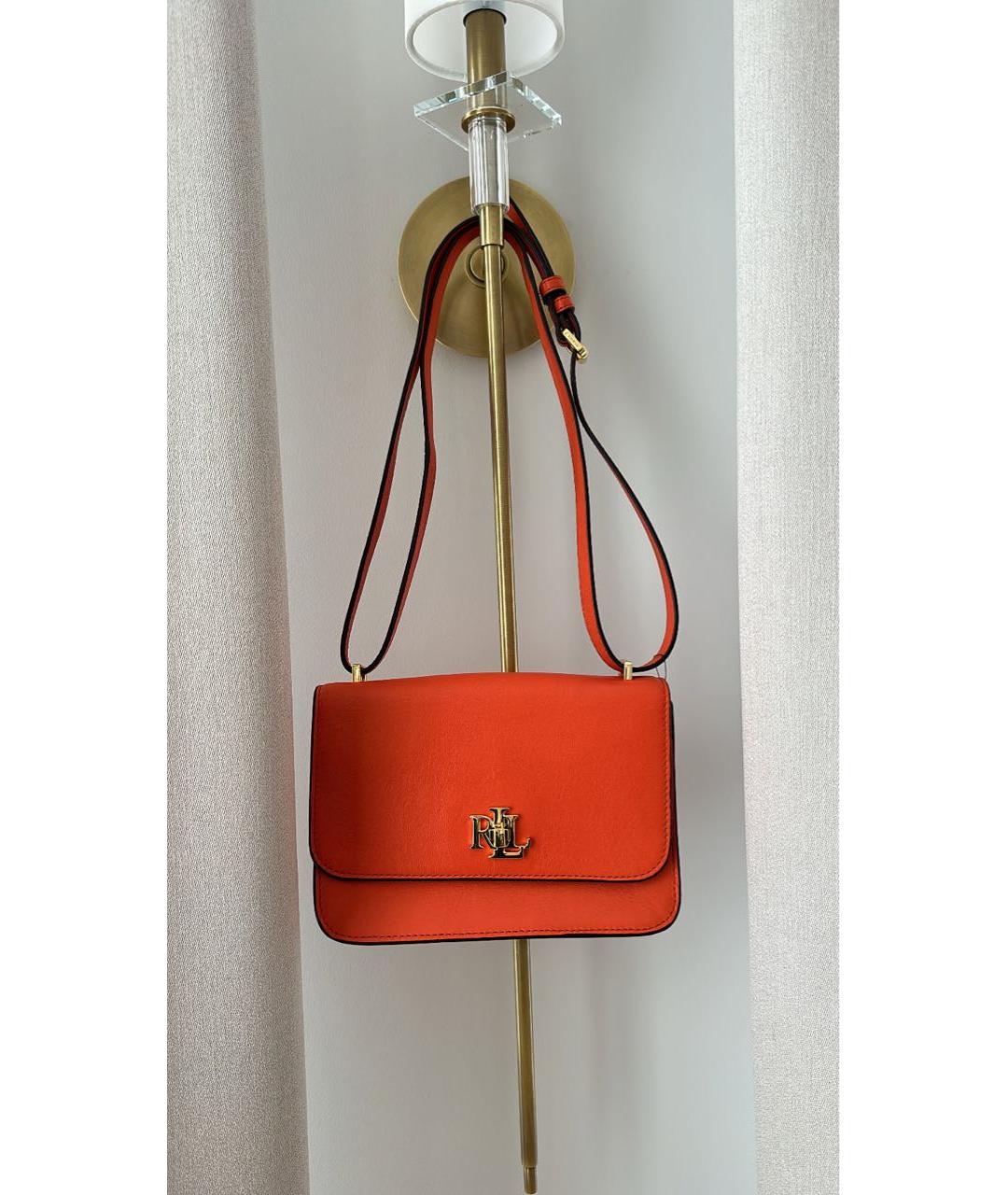 RALPH LAUREN Оранжевая кожаная сумка через плечо, фото 7