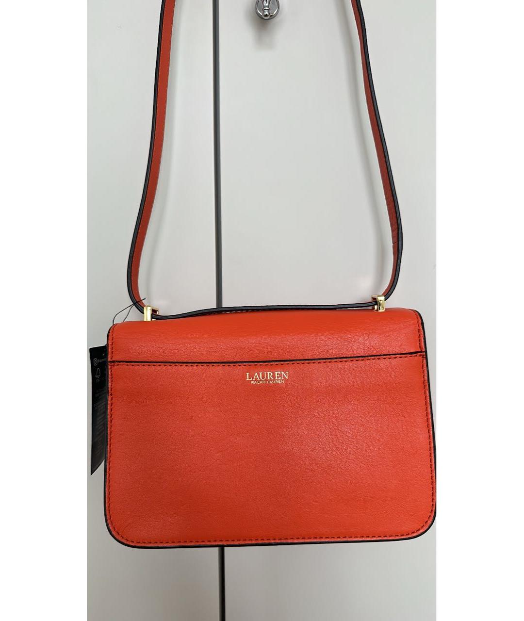 RALPH LAUREN Оранжевая кожаная сумка через плечо, фото 3