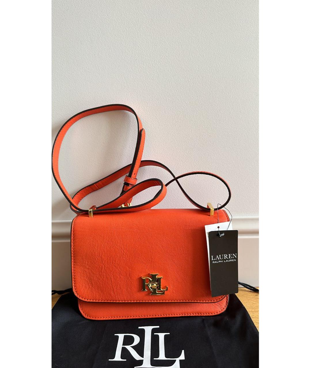 RALPH LAUREN Оранжевая кожаная сумка через плечо, фото 2
