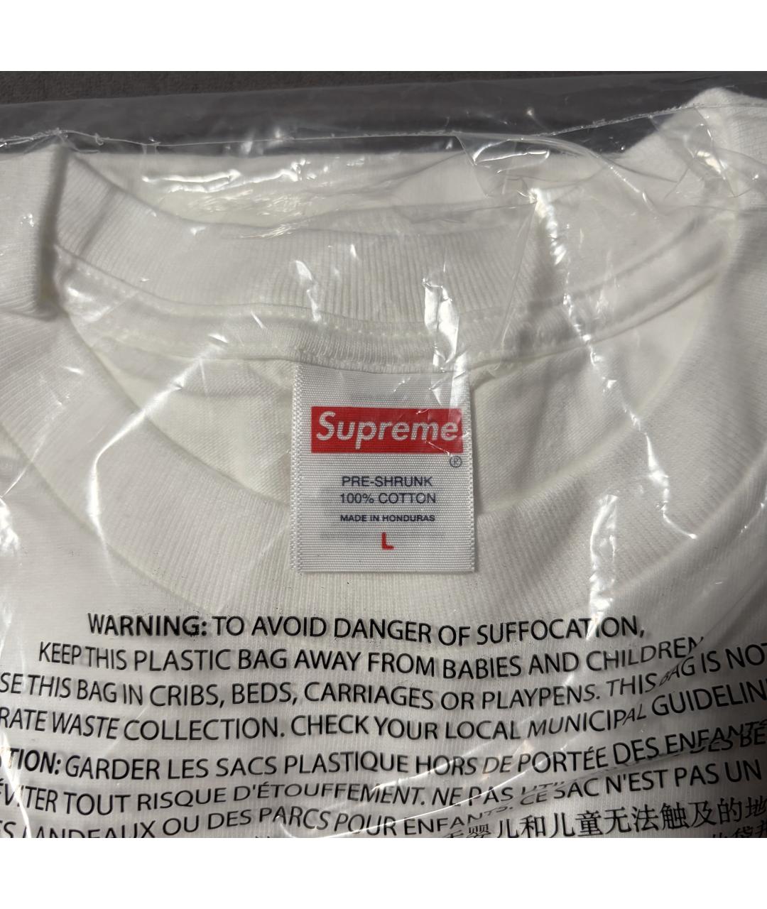 SUPREME Белая хлопковая футболка, фото 3