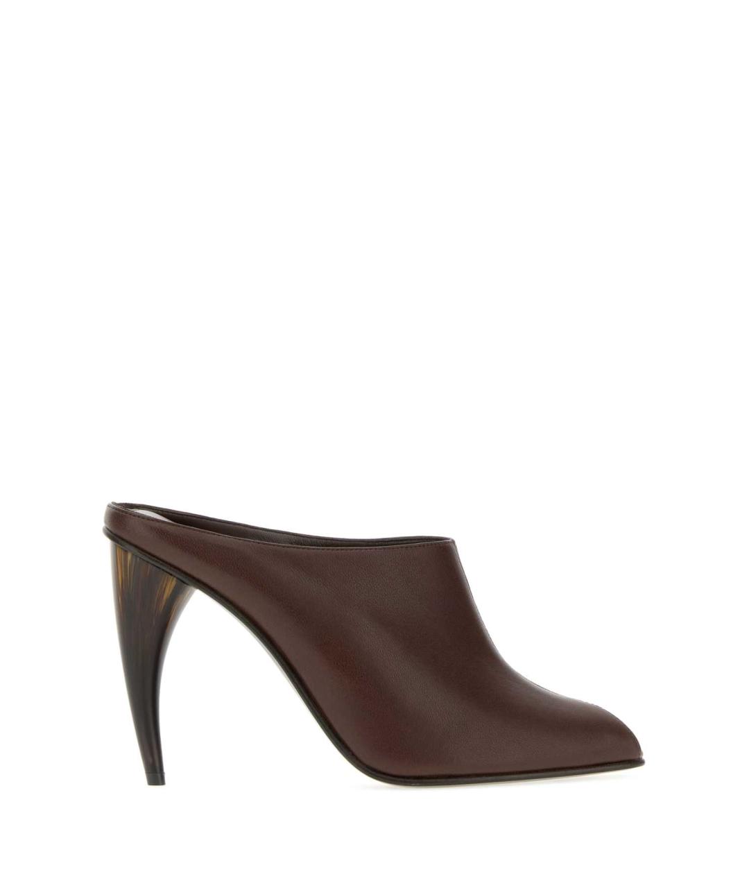 ALEXANDER MCQUEEN Коричневые кожаные мюли, фото 1
