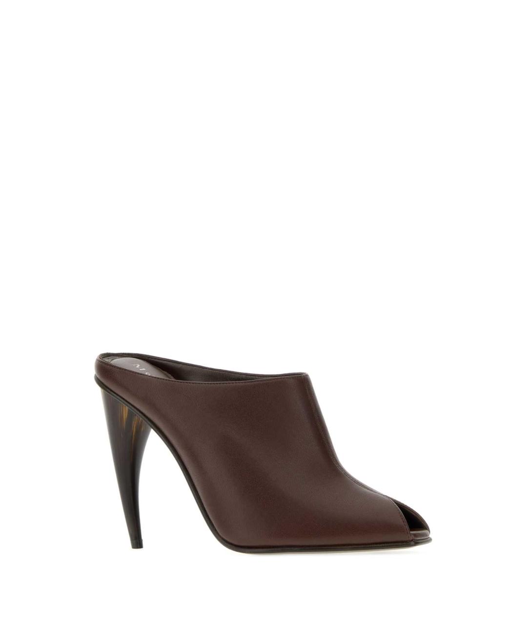 ALEXANDER MCQUEEN Коричневые кожаные мюли, фото 2