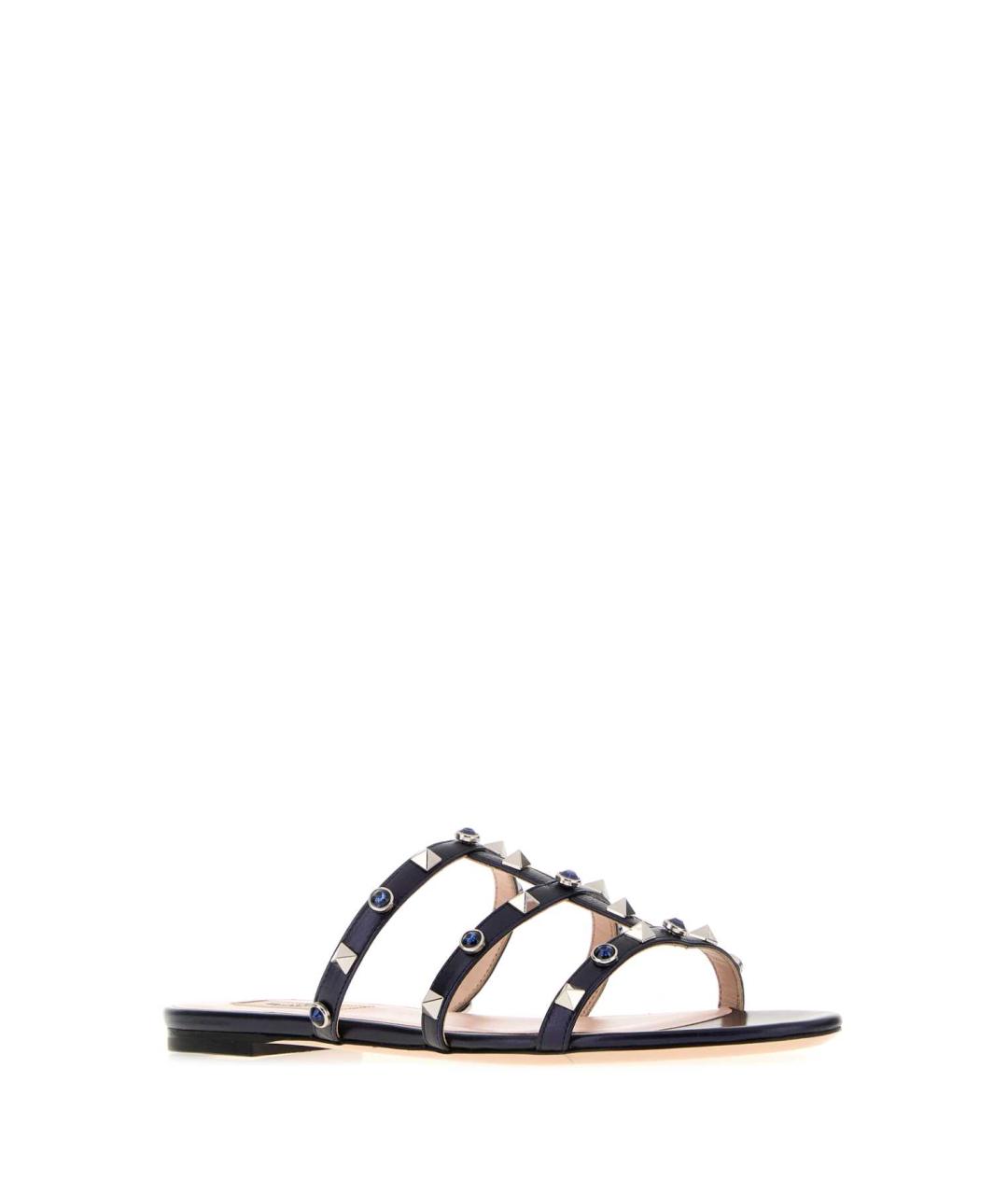 VALENTINO Синие кожаные шлепанцы, фото 2