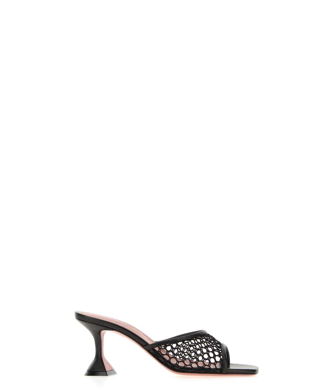 Amina Muaddi Черные кожаные мюли, фото 1