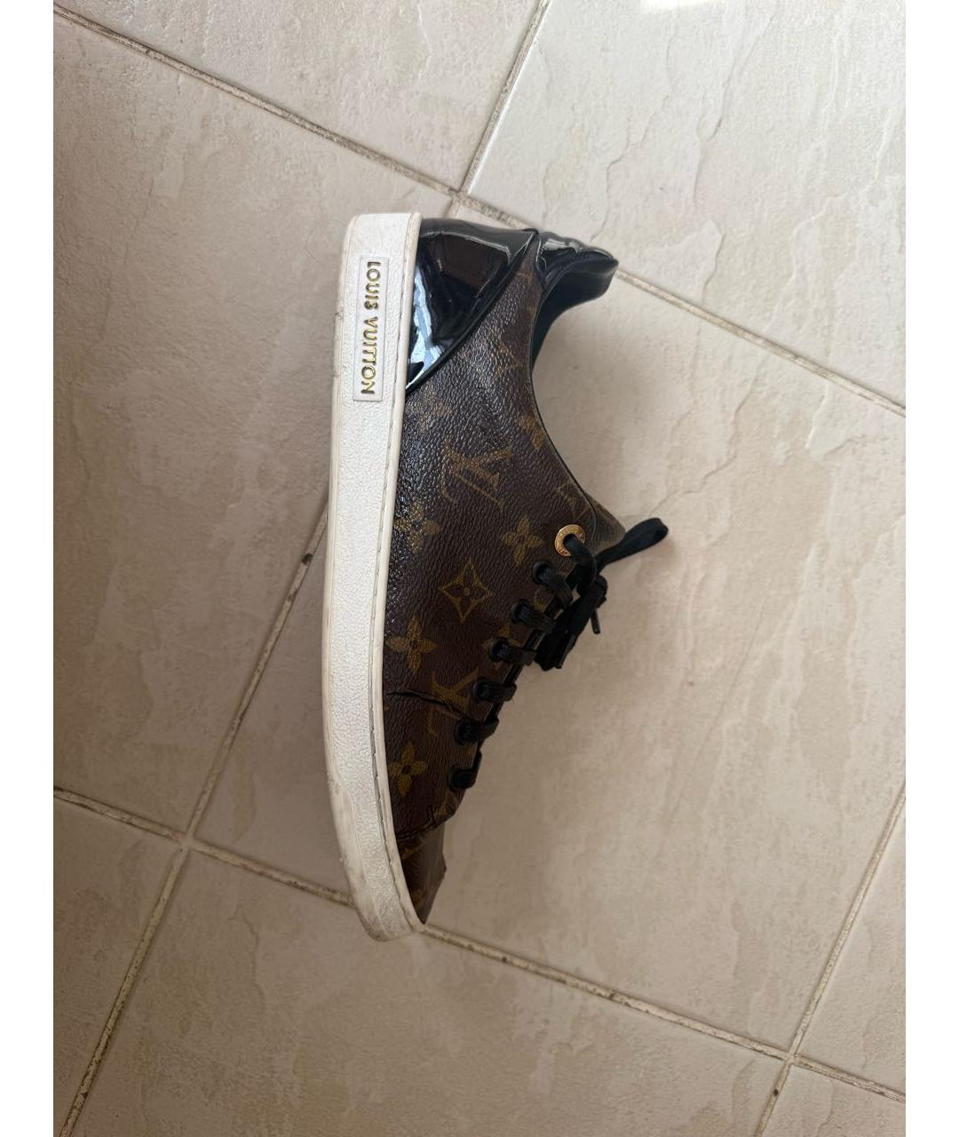 LOUIS VUITTON Коричневые кожаные кроссовки, фото 7