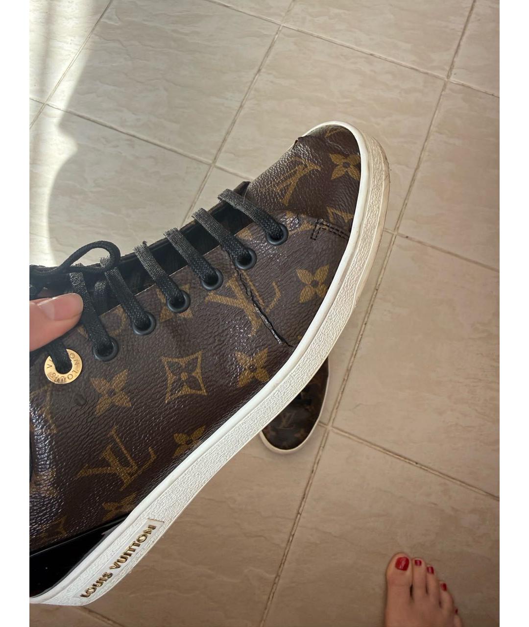 LOUIS VUITTON Коричневые кожаные кроссовки, фото 5
