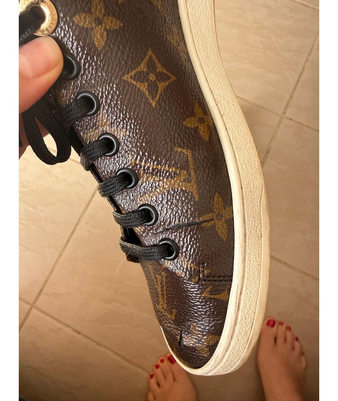 LOUIS VUITTON Коричневые кожаные кроссовки, фото 6